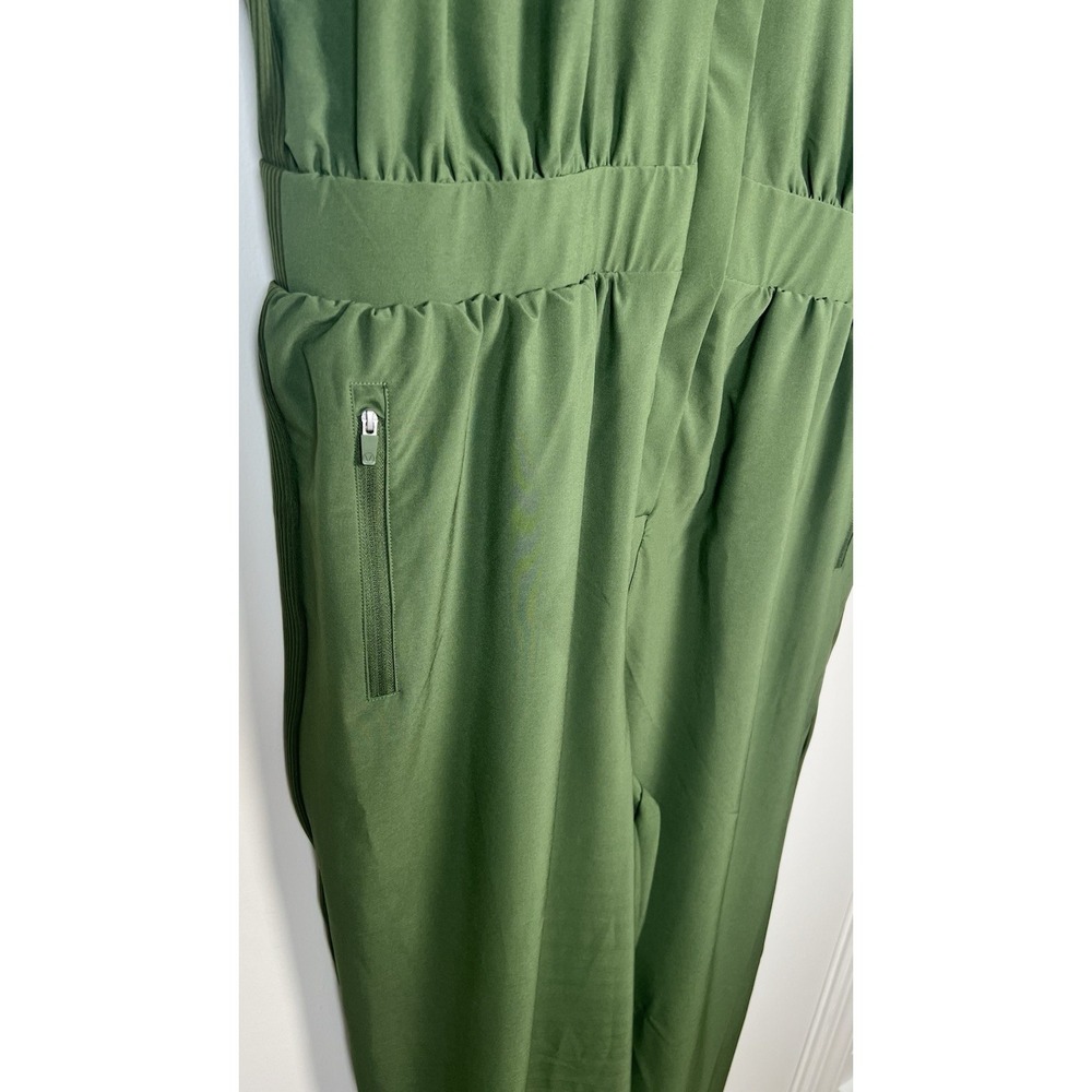 LIVI By Lane Bryant Plus Size 18 Green Stretch‎ Woven Zip-Up Sleeveless Jumpsuit - Picture 5 of 13